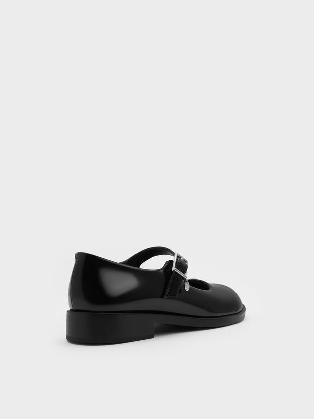 Circle-Charm Buckled Mary Janes, Black Box, hi-res