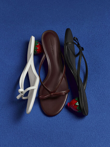 Sonali Bow Strawberry-Heel Mules, Burgundy, hi-res