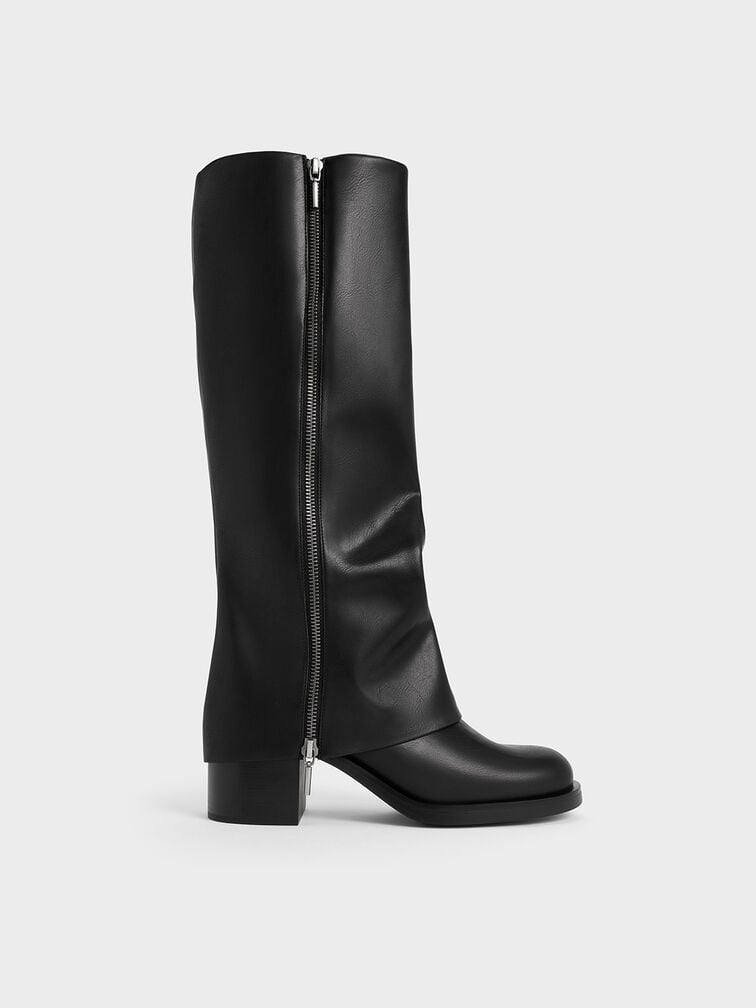 Louise Side-Zip Knee-High Boots, Black, hi-res