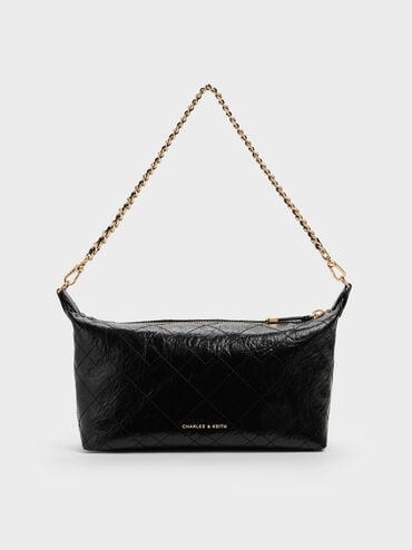 Duo Quilted Shoulder Bag, Black, hi-res