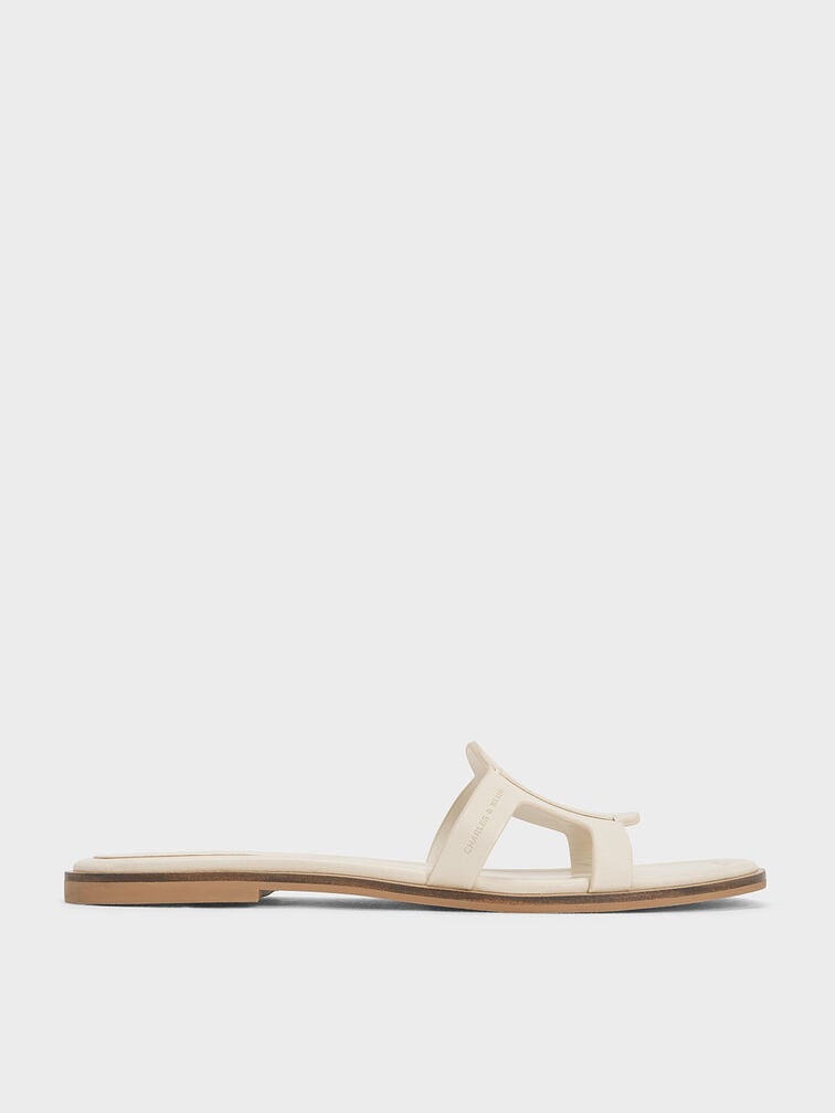 Easley Cut-Out Slide Sandals, Chalk, hi-res