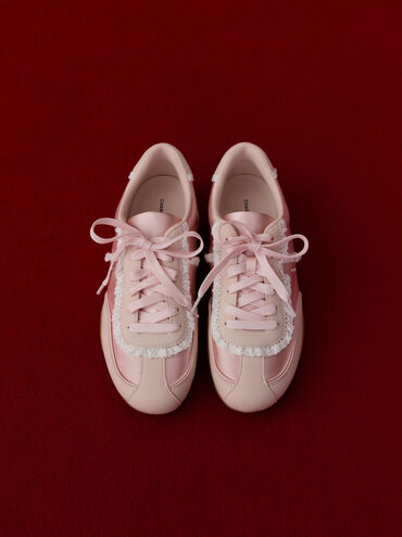 Louise Lace-Trim Sneakers, Light Pink, hi-res