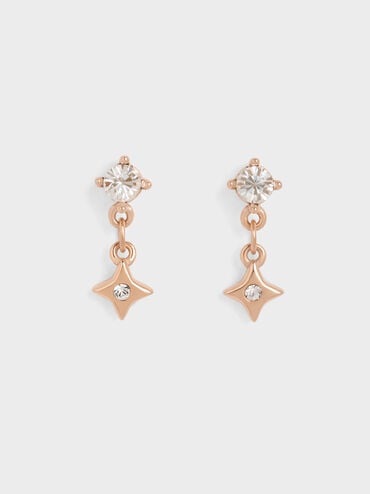 Everest Crystal Star Drop Earrings, Rose Gold, hi-res