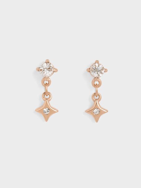 Everest Crystal Star Drop Earrings, Rose Gold, hi-res