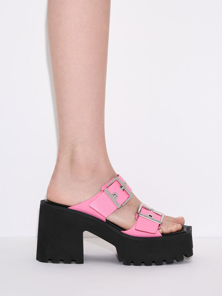 Trill Grommet Double-Strap Platform Mules, Pink, hi-res