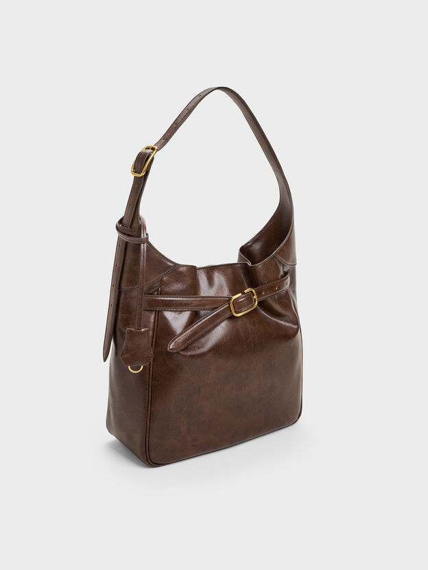 Victoria Belted Hobo Bag, Distressed Coffee, hi-res