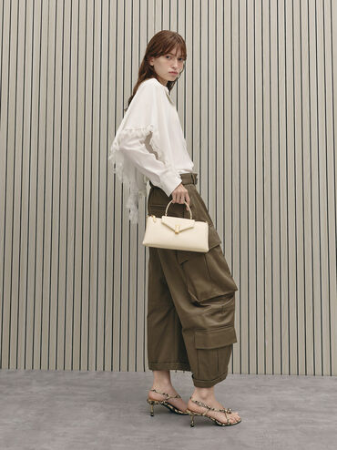 Lilibet Elongated Top Handle Bag, Cream, hi-res