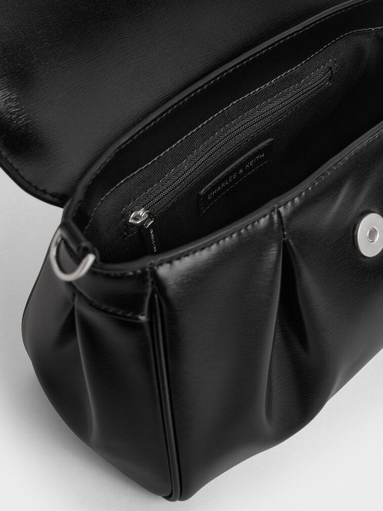 Calla Front Flap Chain-Handle Bag, Noir Calla Front Flap Chain-Handle Bag, Noir, hi-res