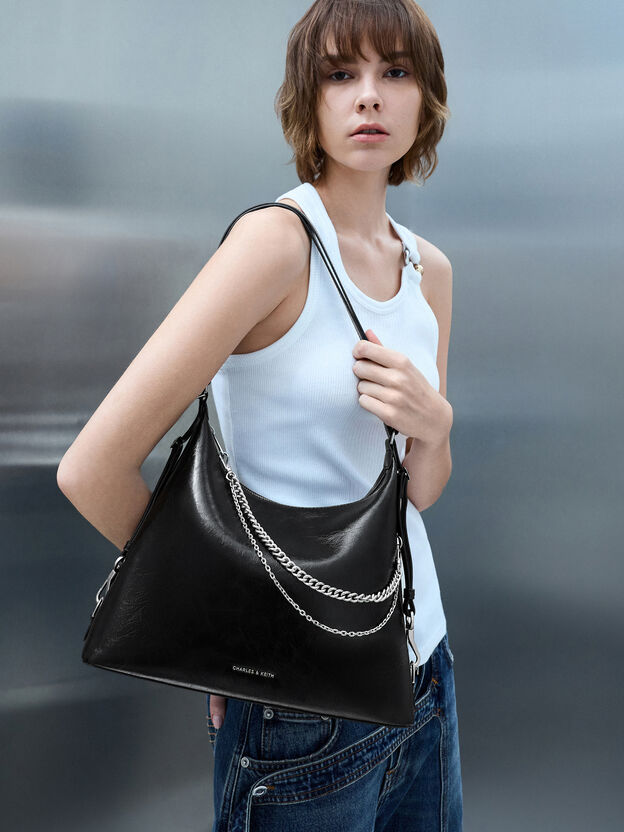 Atwood Chain Convertible Hobo Bag, Noir, hi-res