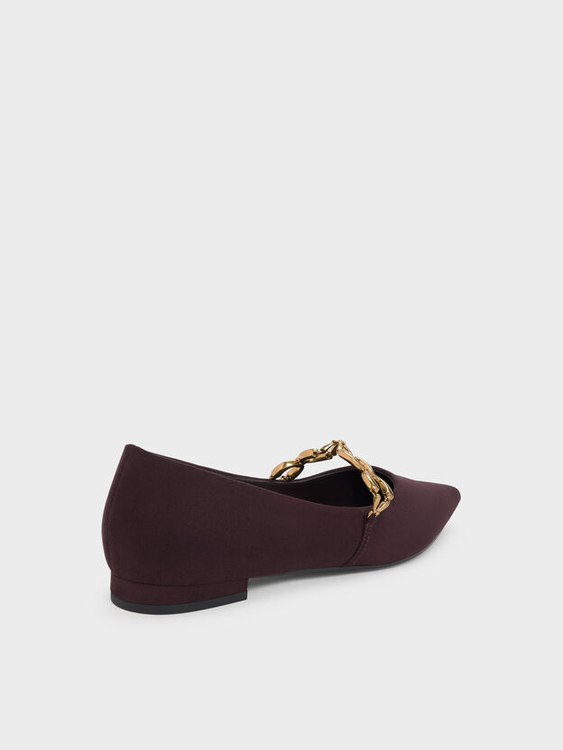 Faux Suede Metallic-Accent Ballet Flats, Burgundy, hi-res