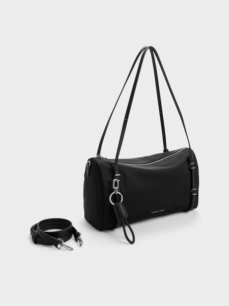 Levy Nylon Shoulder Bag, Noir, hi-res