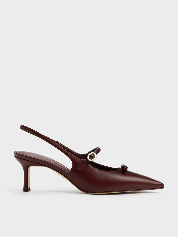 Sonali Bow Slingback Pumps, Burgundy, hi-res