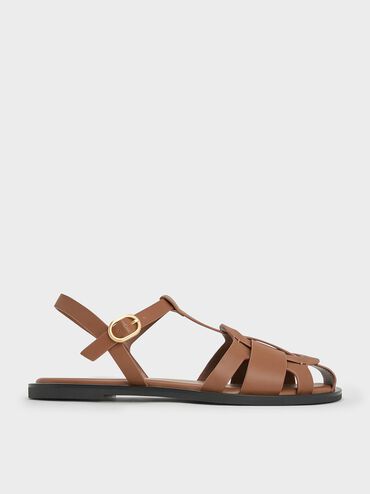Easley T-Bar Caged Sandals, Caramel, hi-res