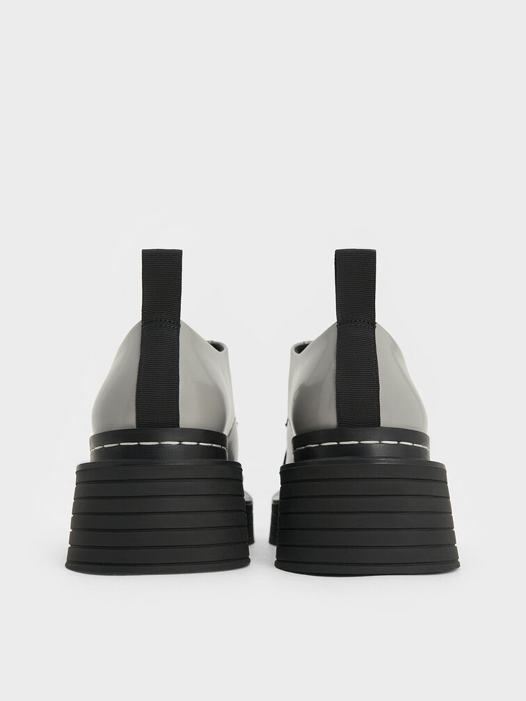 Lace-Up Platform Derbys, Grey, hi-res