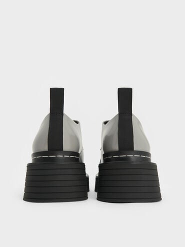 Lace-Up Platform Derbys, Grey, hi-res
