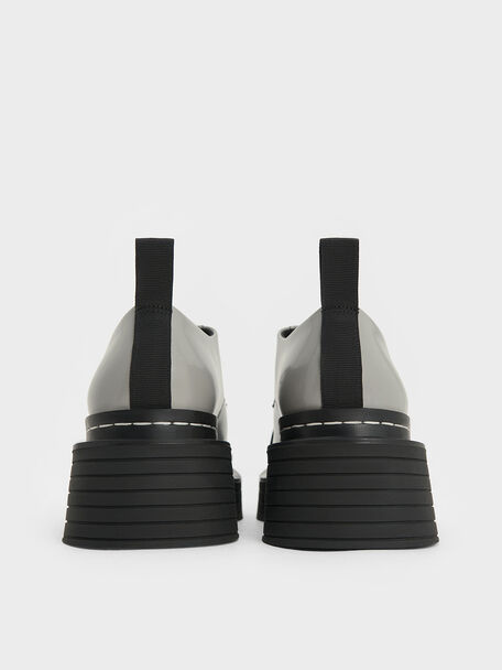 Lace-Up Platform Derbys, Grey, hi-res