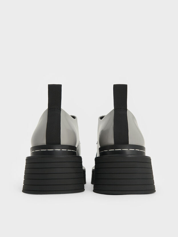 Lace-Up Platform Derbys, Grey, hi-res