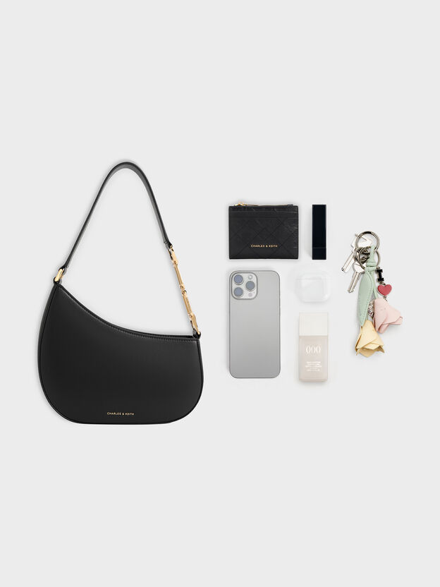 Agatha Chain-Strap Shoulder Bag, Black, hi-res