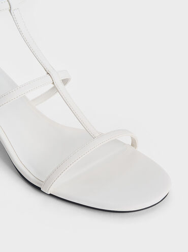T-Bar Kitten-Heel Ankle-Strap Sandals, White, hi-res