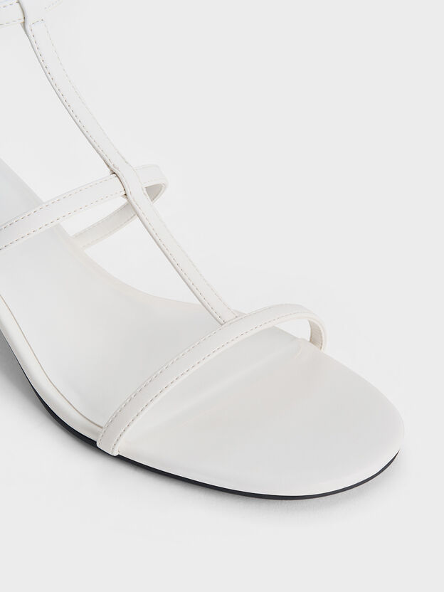 T-Bar Kitten-Heel Ankle-Strap Sandals, White, hi-res