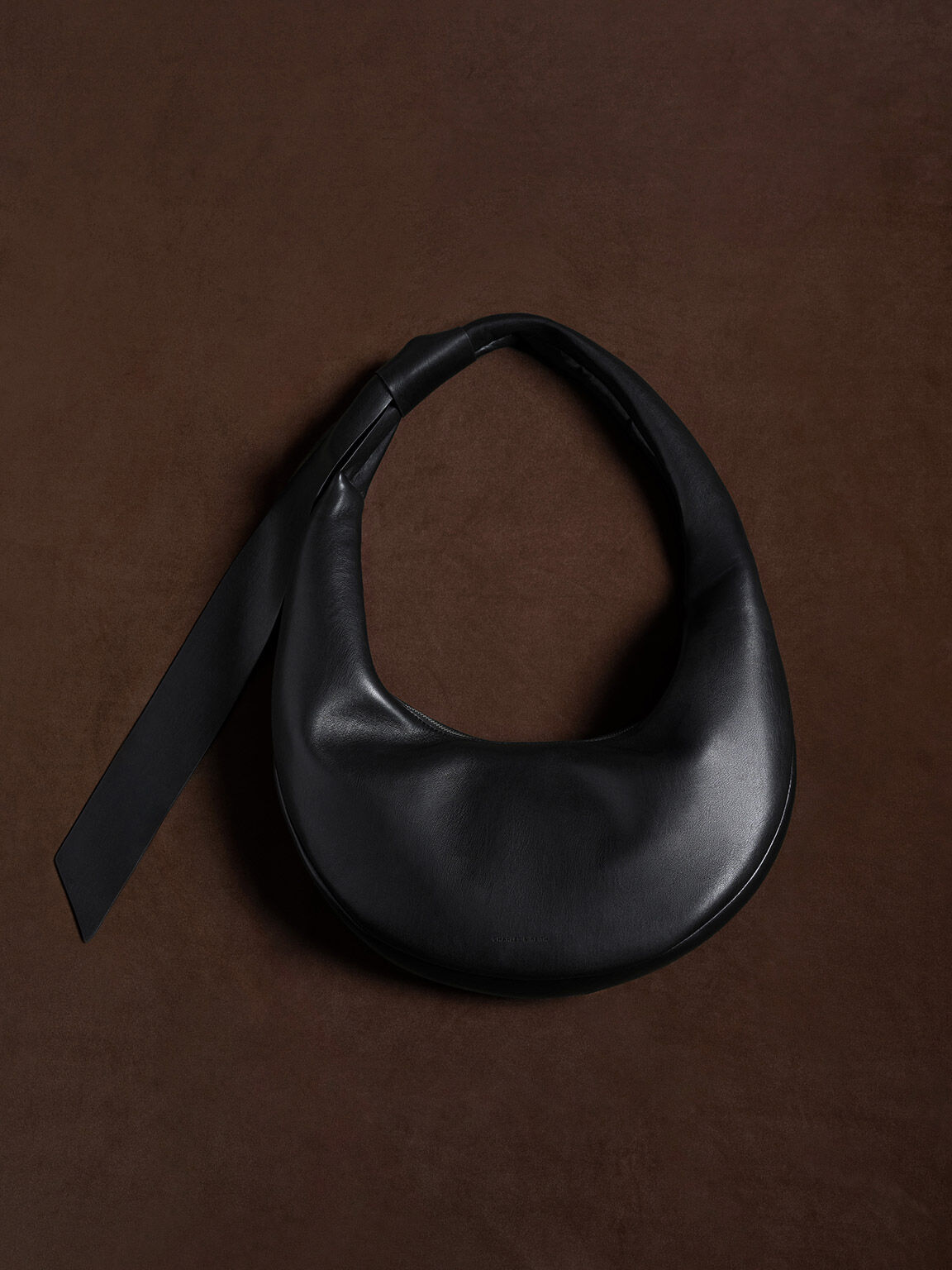Noir Toni Knotted Crescent Hobo Bag - CHARLES & KEITH UK