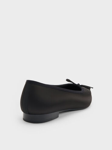 Briella Satin Cap-Toe Flats, Black Textured, hi-res