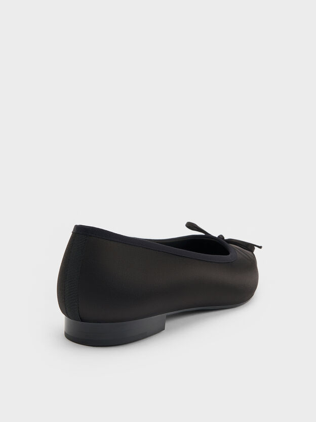 Briella Satin Cap-Toe Flats, Black Textured, hi-res