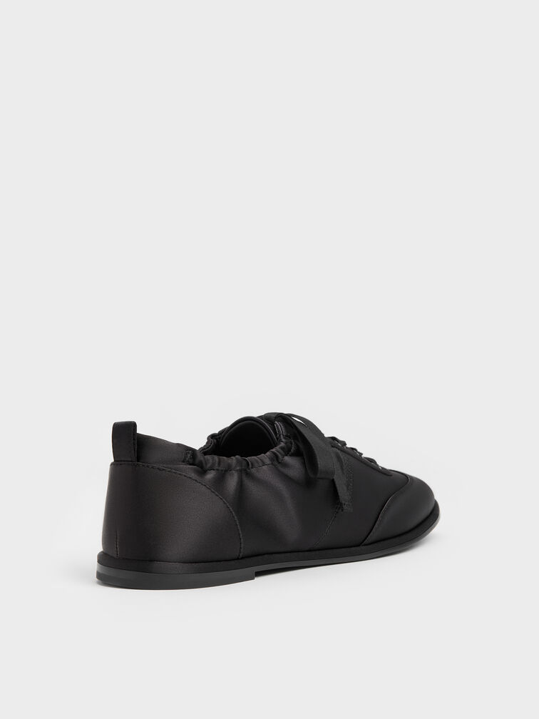 Satin Ruched Sneakers, Black Textured, hi-res