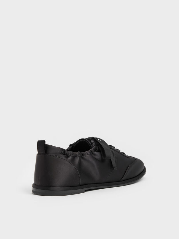 Satin Ruched Sneakers, Black Textured, hi-res