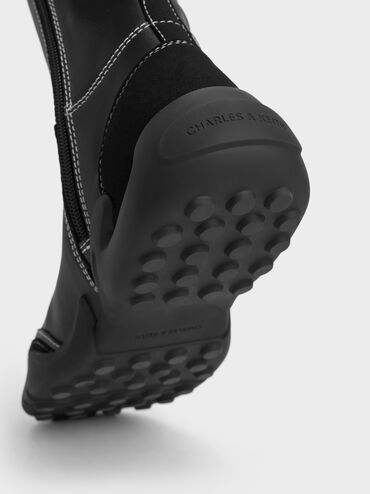 Minette Lace-Up Knee-High Sneaker-Boots, Black, hi-res