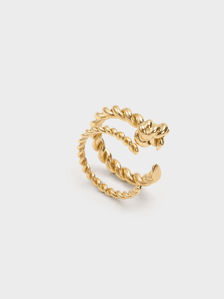 Sable Rope-Knot Two-Ring Set, Gold, hi-res