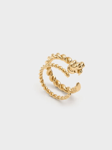 Sable Rope-Knot Two-Ring Set, Gold, hi-res