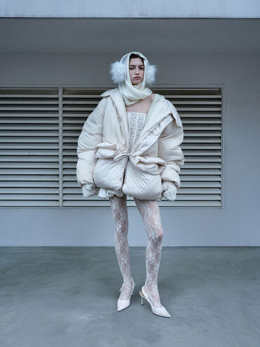 Tayari Embroidered-Mesh Slingback Pumps, White, hi-res