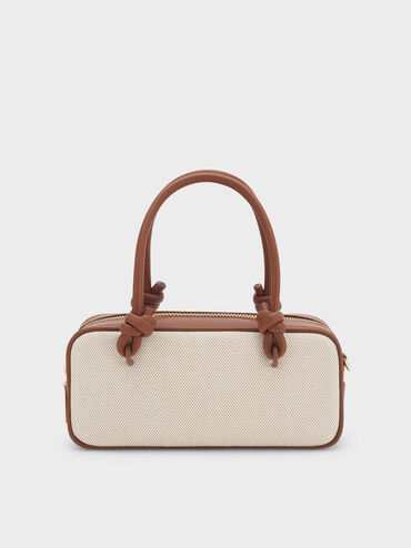 Sammie Canvas Knotted-Handle Elongated Bag, Taupe Canvas, hi-res
