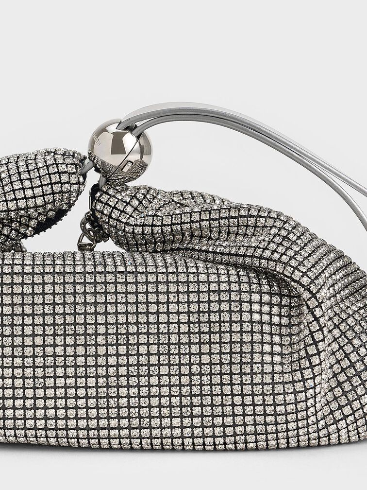 Crystal-Embellished Two-Way Bag, Silver, hi-res