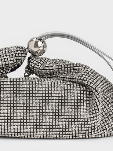 Crystal-Embellished Two-Way Bag, Silver, hi-res