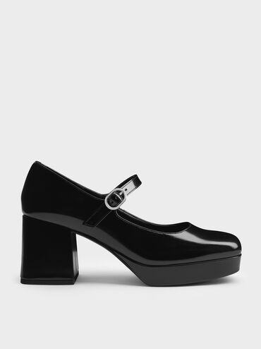Platform Block-Heel Mary Jane Pumps, Black Box, hi-res
