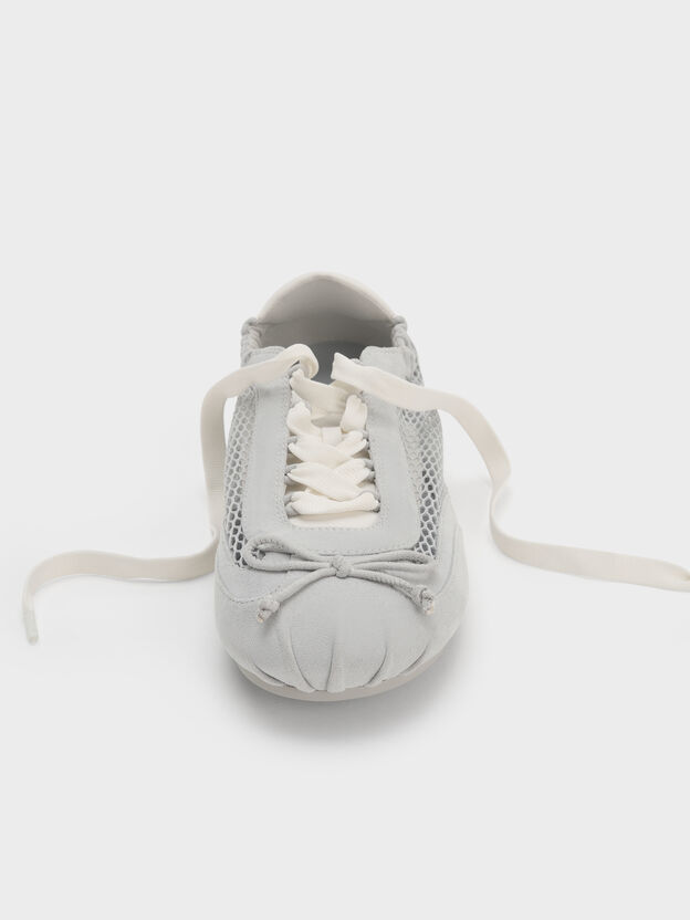 Cece Mesh Ruched Bow Ballet Sneakers, Light Grey, hi-res