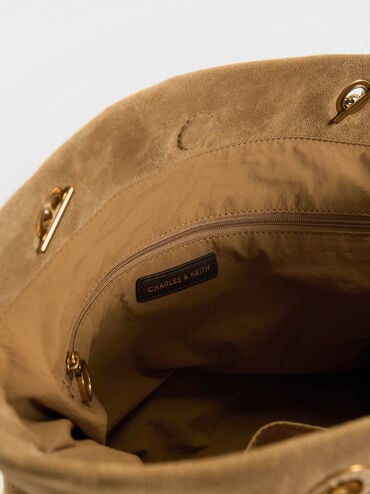 Arya Recycled Suede Braided-Strap Double-Handle Tote Bag, Sahara Sand, hi-res