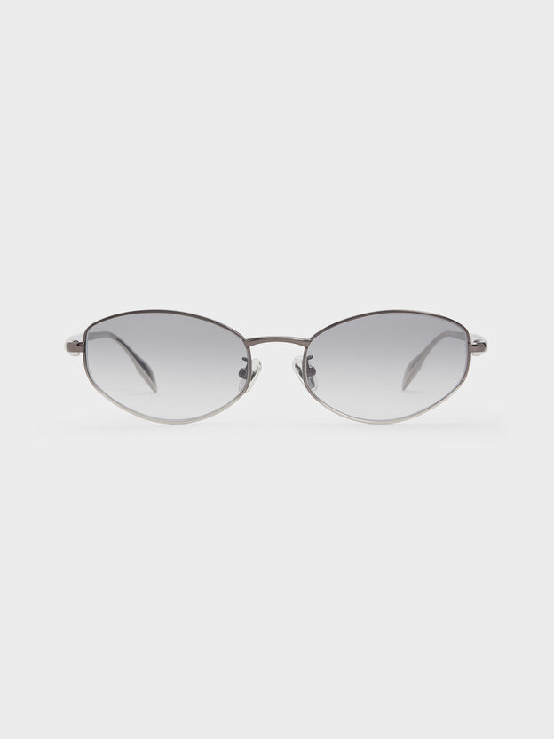 Celestia Ombre Crystal-Accent Oval Sunglasses, Grey, hi-res
