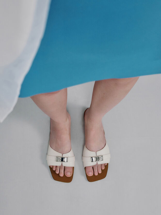 Lando Belted Slide Sandals, Chalk, hi-res