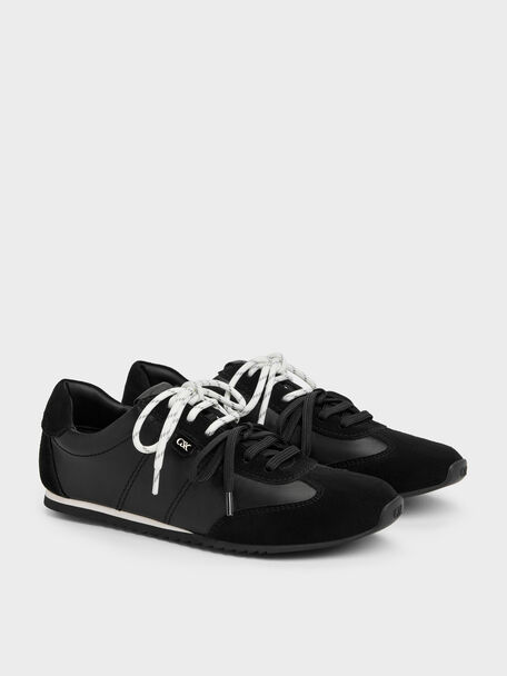Jace Leather & Suede Sneakers, Black, hi-res