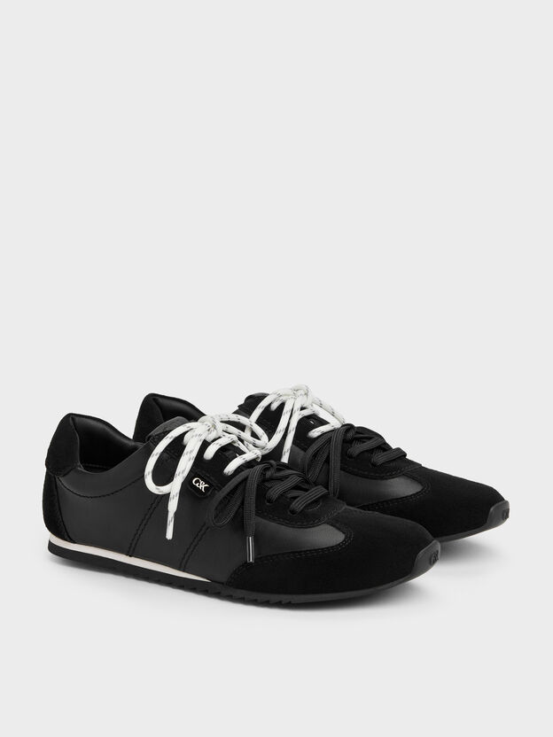 Jace Leather & Suede Sneakers, Black, hi-res