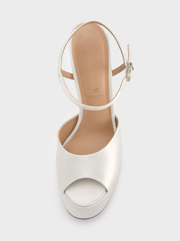 Francesca Peep-Toe Platform Heels, White, hi-res