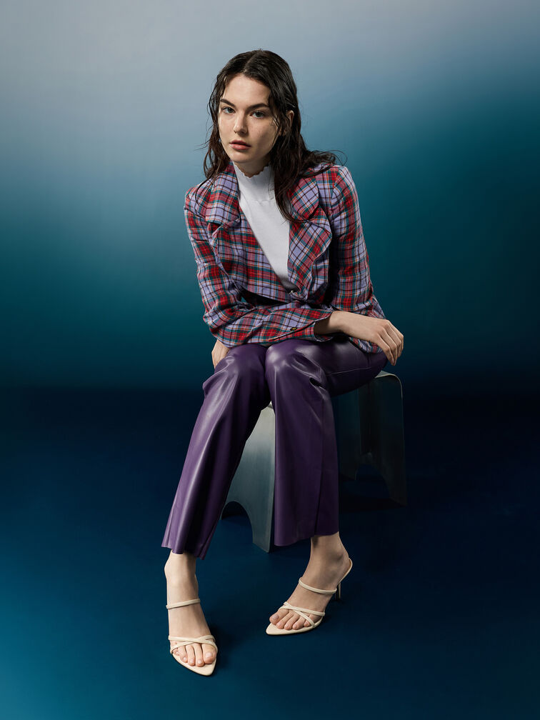 Taylen Strappy Heeled Mules, Beige, hi-res