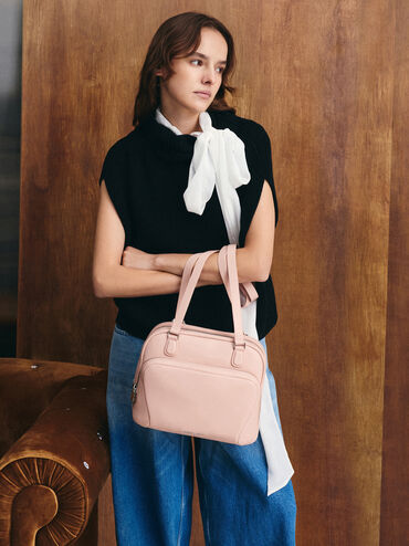 Nelly Front-Pocket Boxy Backpack, Light Pink, hi-res