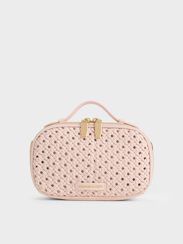 Azure Woven Crossbody Bag, Soft Pink, hi-res
