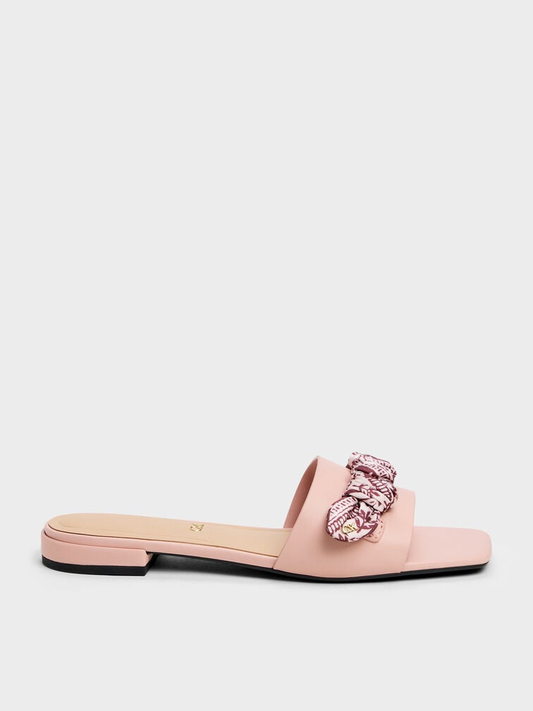 Tayari Leather Printed-Strap Slide Sandals, Pink, hi-res