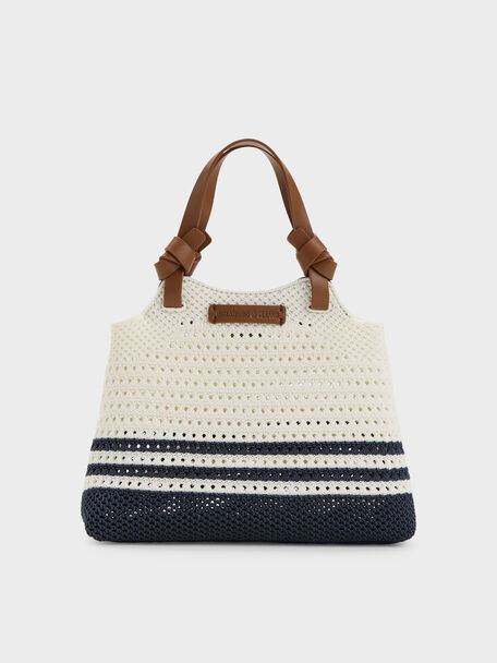 Mini Ida Striped Knitted Tote Bag, Multi, hi-res