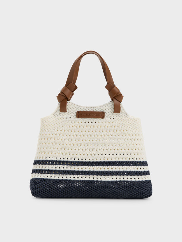 Mini Ida Striped Knitted Tote Bag, Multi, hi-res